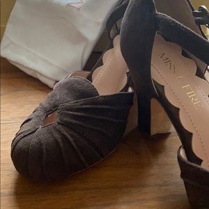 New Miss L Fire Amber Suede Heels Chocolate 38M